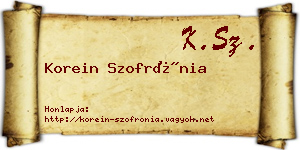 Korein Szofrónia névjegykártya